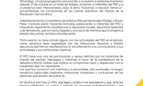 Posicionamiento político de la Dirección Estatal Ejecutiva del PRD en Veracruz