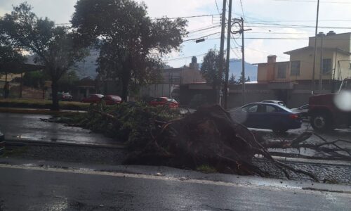 Nube embudo en Toluca es confundido con tornado y provoca daños menores